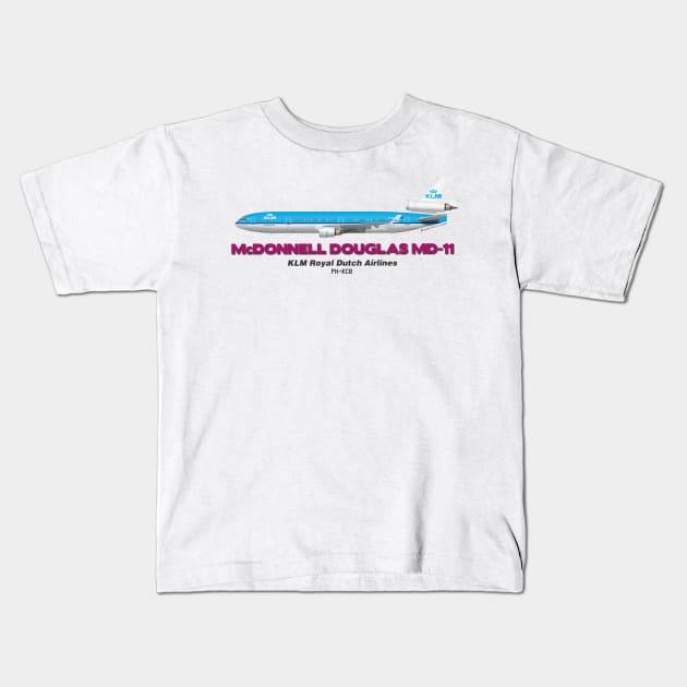 McDonnell Douglas MD-11 - KLM Royal Dutch Airlines Kids T-Shirt by TheArtofFlying